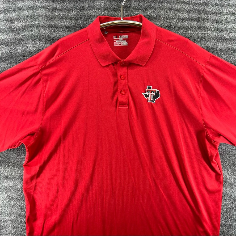 Under Armour Texas Tech Red Raiders Polo Shirt 3XL Red Heatgear Short Sleeve